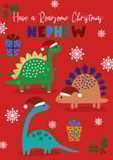 Roarsome dinosaur Christmas card for Nephew created by Sarah Corcoran 