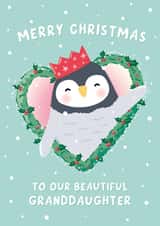 Cute Christmas Card For Granddaughter - Penguin created by Macie Dot Doodles