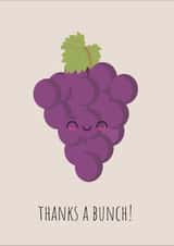 Thanks a bunch! Thank you card Cute, plants, fruit, puns, grapes, funny created by DoodleDee
