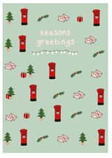 Cute Red Post Box Christmas Card with Christmas Tree created by Honeybee Art