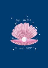 Cute Congratulations Card - The World is Your Oyster created by AmySrvc Illustration