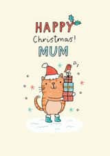Cute Cat Christmas card for your Mum - Happy Christmas! Mum created by Jenny Seddon
