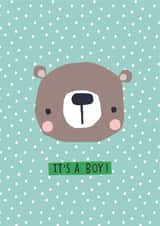 Cute Little Bear card to welcome a new baby boy into the world. created by Dawn Machell