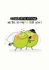 Cute wedding congratulations card - punny wedding card - Hapea Couple created by CreateDesigns by Shaista Parveen