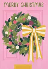 Classic Christmas Card - Wreath - Pink Door created by Raspberry Blossom