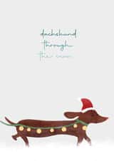 Dachshund through the snow Christmas card for dog lovers created by Number 27 Design