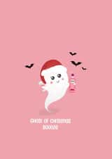 Cute Christmas Ghost Card - Ghost With Gin - Christmas Booze created by Oh So Jolie