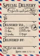 Special delivery card from the North Pole - Santa card -card to fill In yourself created by Frog & Fae 