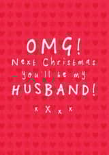 Cute Christmas card for fiancé - Next year you'll be my husband created by Bow & Bell