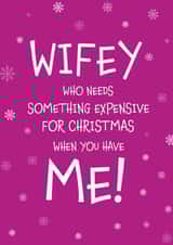 Make Your Wife Smile - Wifey Who Needs Something Expensive Christmas Card created by Designed by Woobrew
