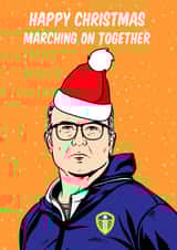 Funny Christmas card featuring former Leeds football manager, Marcelo Bielsa created by Graham Sanders