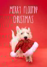 Super cute Westie puppy Christmas card created by The Yorkshire Pawtrait Co.
