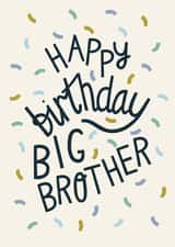 Happy Birthday Big Brother - Cool Pastel Confetti Card for Brother created by Christine Cuddihy Illustration