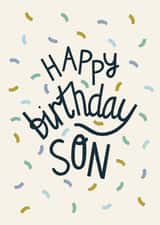 Happy Birthday Son - Cool Pastel Confetti Card for Son created by Christine Cuddihy Illustration