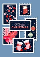 Merry Christmas Retro Vintage Stamp Card created by Curious Print Studio
