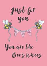 Cute Bee Birthday Or Mothers Day Card - Tell Her She's The Bee's Knees created by Helen Morgan Illustration