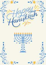 Happy Hanukkah -Star of David borders and 9-candle Menorah created by Dara, Ceramic Scripture