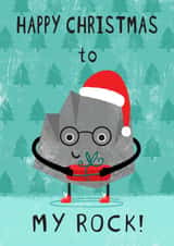Christmas card for partner - Rock in a Santa hat - Happy Christmas to My Rock! created by Wren Childs