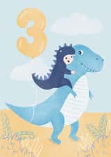 Cute Dinosaur Child's 3rd Birthday Card - Blue Boy card - 3 today created by NOD Studio