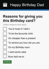 Dad Birthday Card | Cheeky | Funny | Government Gateway Form created by Pottsy Prints