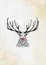 Cute Christmas card - Rudolf the red nose Reindeer. created by Dani Paoli