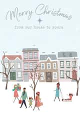 Pretty Christmas card - Winter street scene - for any household created by Bliss 