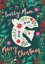 Pretty Bird Floral Christmas Card for your Lovely Mum created by Nina Raby - Jones