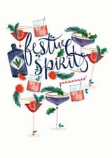 Christmas Spirits card created by Lucy Duckham Illustration