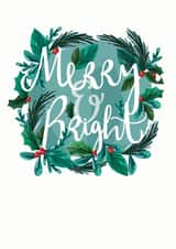 Merry and Bright Christmas card created by Lucy Duckham Illustration