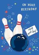 Birthday bowling card for the tenpin bowling fanatic in your life! created by Katie Phythian Design