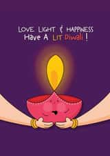 Cute Diwali Card for Family, Friends and Loved ones - LIT Diwali- Diwali Pun created by CreateDesigns by Shaista Parveen