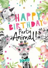 Children's Cute birthday card- Safari Party Animal created by Peach Tea Studio