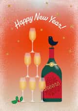 Happy New Year Card for Friends, Family & Colleagues – Champagne – Cheers created by TRICIA O