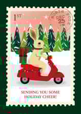 Holiday Rabbit Card – Vintage Stamp – Sending you some Holiday Cheer! created by TRICIA O