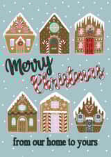 Cute Christmas card for family - gingerbread house - from our home to yours created by Sweetie Darling Design