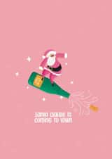 Cute Christmas Card for Loved One - Santa Riding Prosecco - created by Oh So Jolie