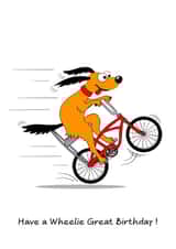 Funny Birthday Card - Grandson, Granddaughter, Teen, Nephew. Cycling Dog on Bike created by Swizzoo