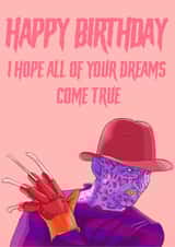 Happy Birthday Card - Freddy Krueger from Nightmare on Elm Street - Horror created by Morgan Masters