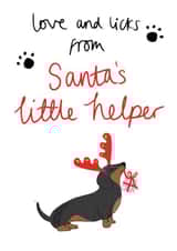 Cute Dachshund Christmas card- Santas Little Helper. created by Laura Barnes
