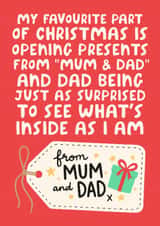 Christmas Day Presents From Mum and Dad - Funny Christmas Card For Parents created by Studio Doodles