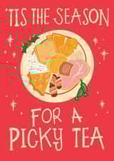 Seasons Greetings Card for Friends and Family to Celebrate Christmas Picky Foods created by Lisa Illustrates