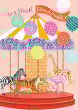 Fun Birthday card - For Granddaughter- Animal Carousel created by Louise Tiler