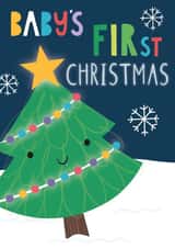 Cute Baby's First Christmas Card created by Fox and Bird Studio