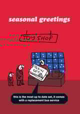 funny seasonal greetings train set card created by Modern Toss