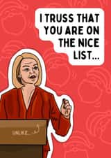 Liz Truss Christmas Card Funny Nice List created by Channon Gray