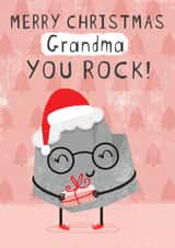 Christmas Card for Grandma -Rock in Santa hat-Merry Christmas Grandma. YOU ROCk! created by Dinky Rouge