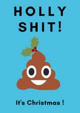 Holly Shit! It's Christmas! Poo emoji card created by Lily Steel