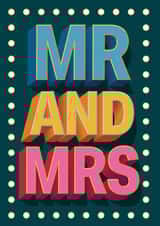 Mr & Mrs retro typographic Engagement, Marriage, Wedding, Anniversary card created by NEEDL designs