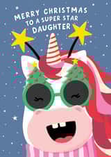 Funny Unicorn Christmas Card for Daughter created by Macie Dot Doodles