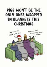 Pigs in blankets Family Christmas Card created by Picardso